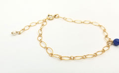 Lapis Lazuli Freshwater Pearl Gold Charm Bracelet