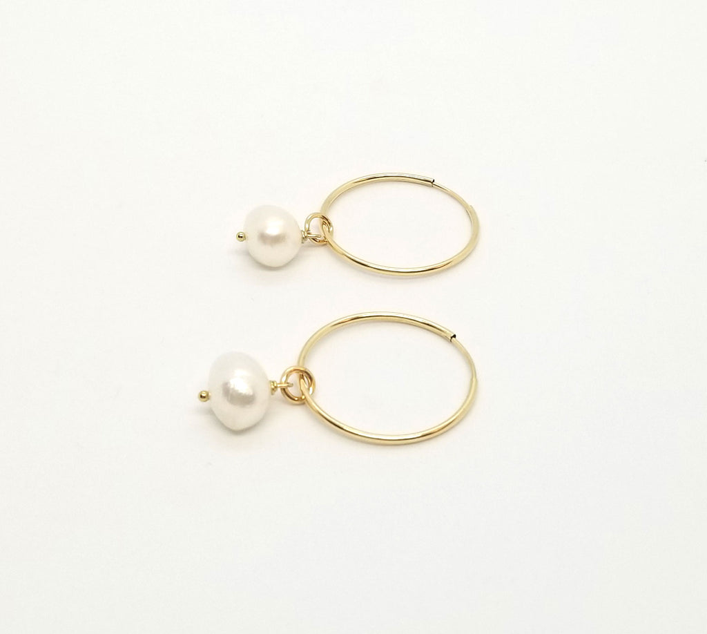 The Anna - Pearl Gold Removable Charm Earrings
