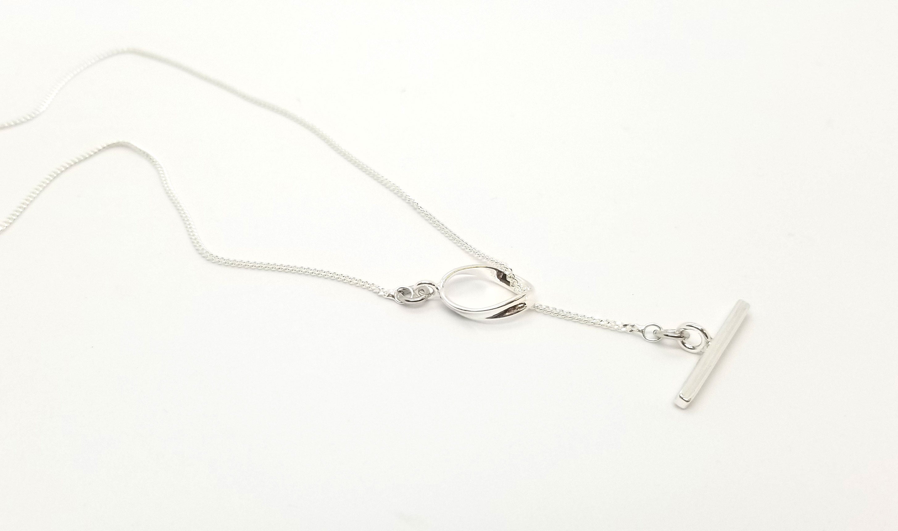 Silver Toggle Clasp Center Drop Necklace