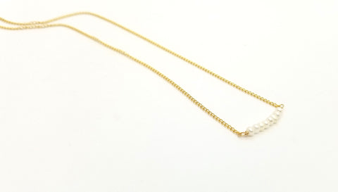 Gold Pearl Bar Necklace