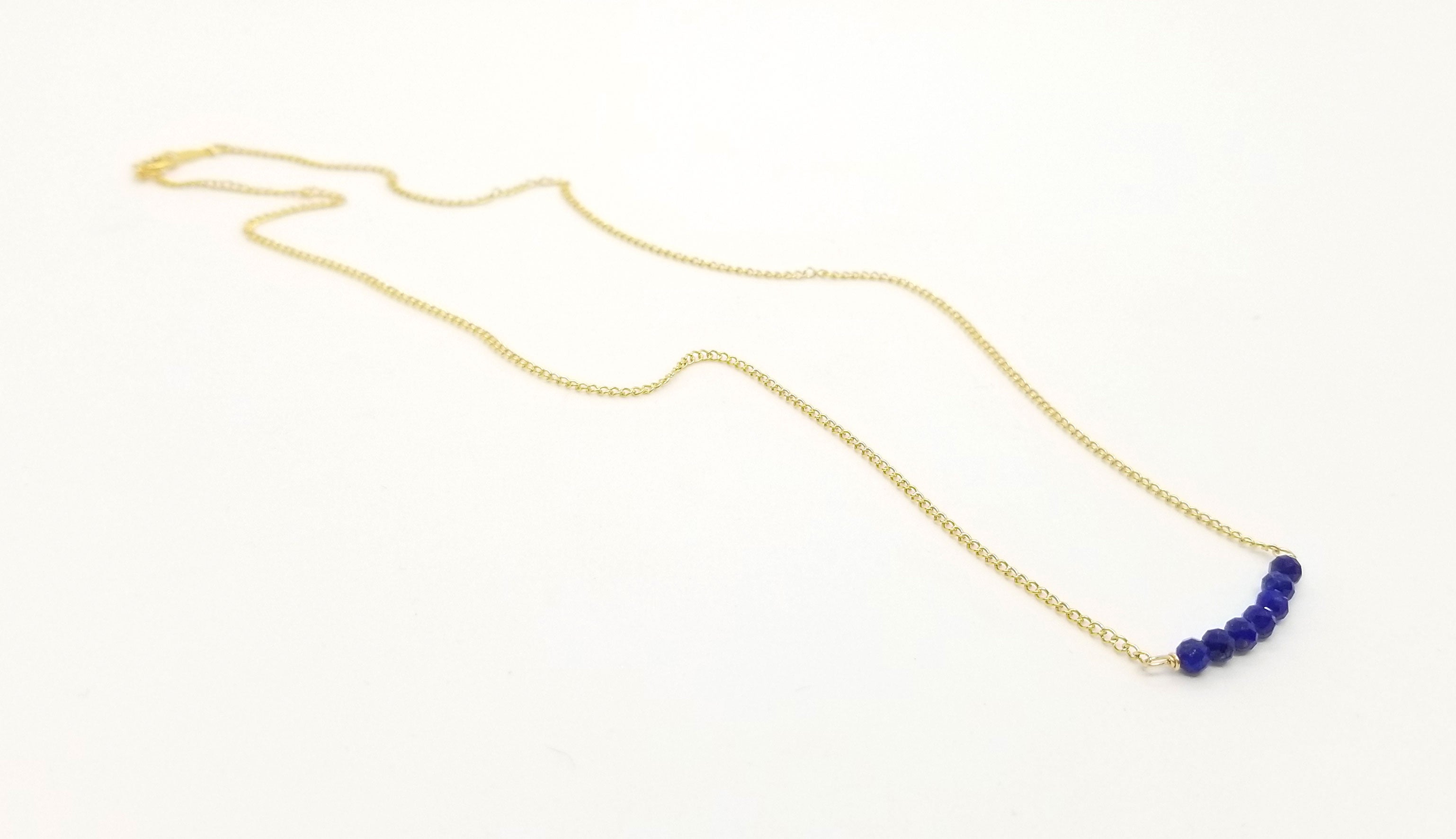 Lapis Lazuli Gemstone Bar Gold Necklace