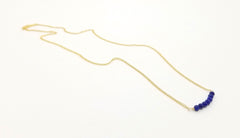 Lapis Lazuli Gemstone Bar Gold Necklace