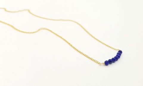 Lapis Lazuli Gemstone Bar Gold Necklace