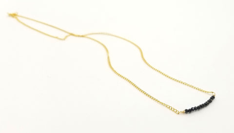Black Spinel Gemstone Bar Gold Necklace