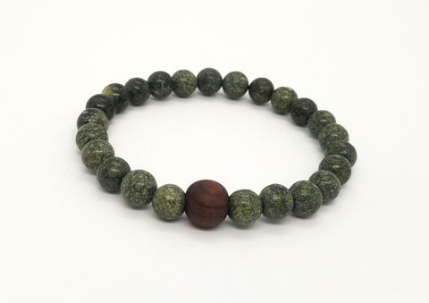 8mm Russian Jade Black Walnut Wood Bead Bracelet