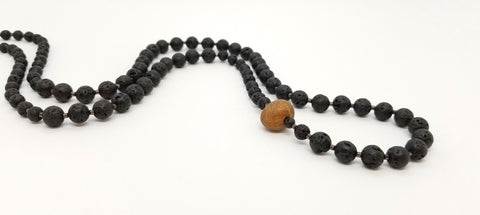 Long Lava Cherrywood Bead Necklace