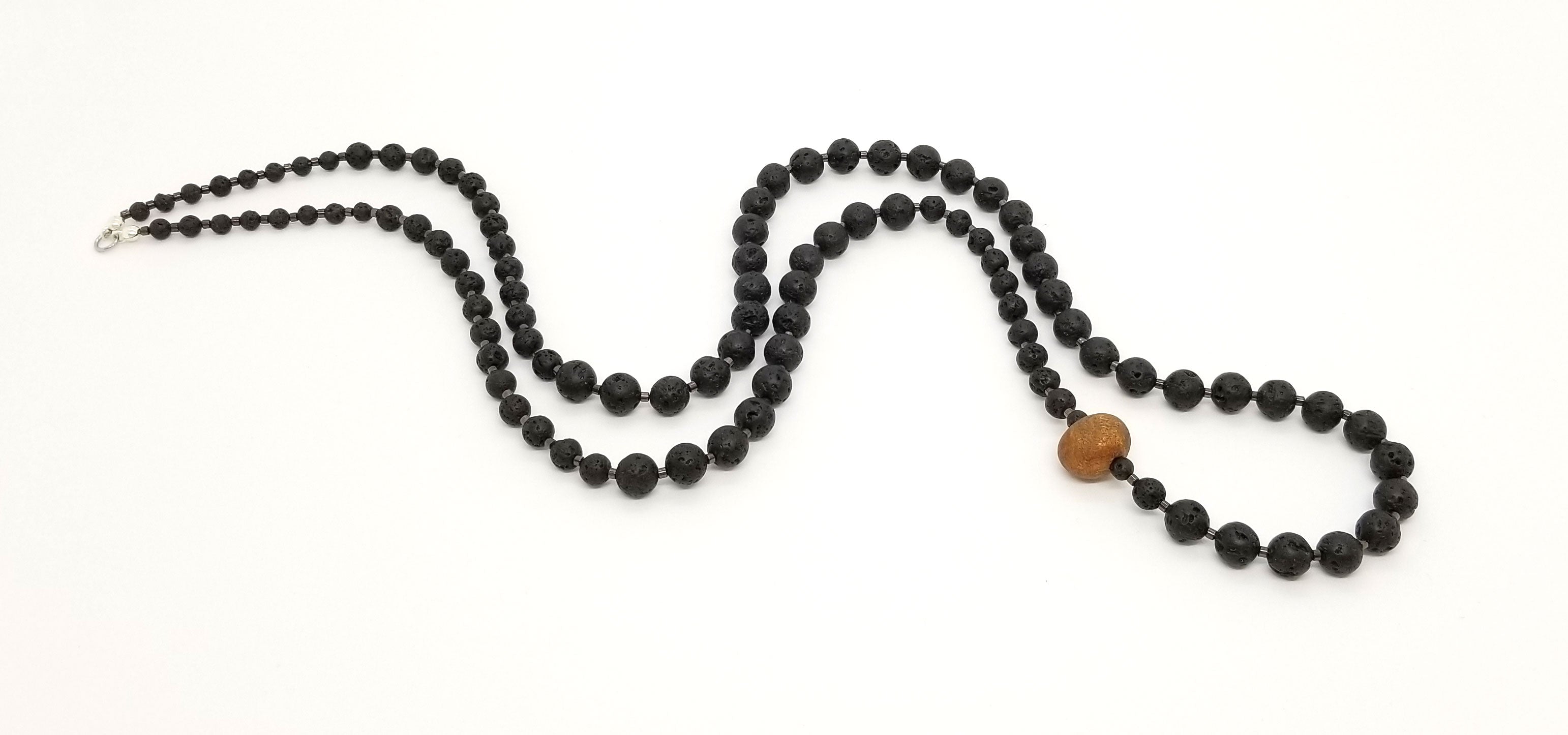 Long Lava Cherrywood Bead Necklace