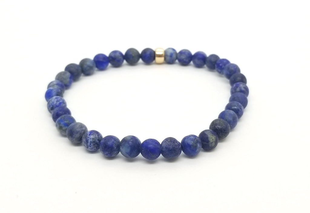 6mm Lapis Lazuli With Gold Gemstone Bracelet