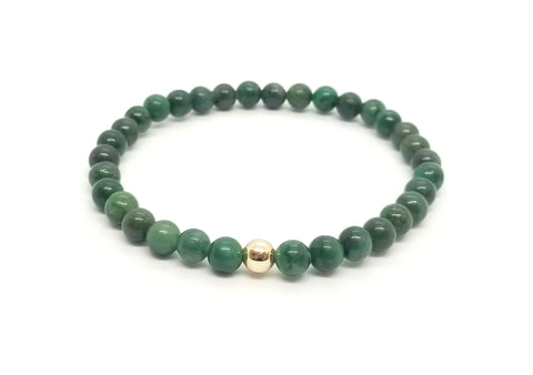 6mm African Jade With Gold Gemstone Bracelet