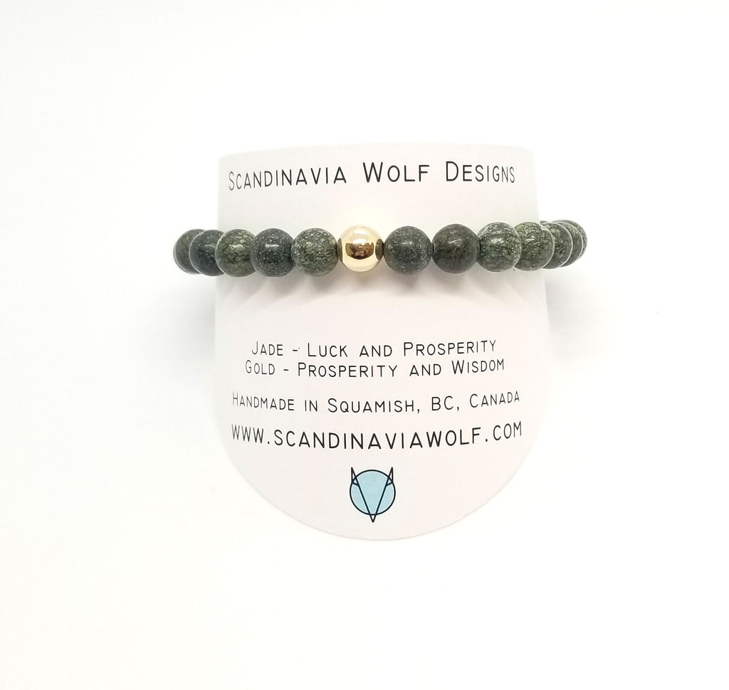 8mm Russian Jade With Gold Bracelet
