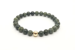8mm Russian Jade With Gold Bracelet