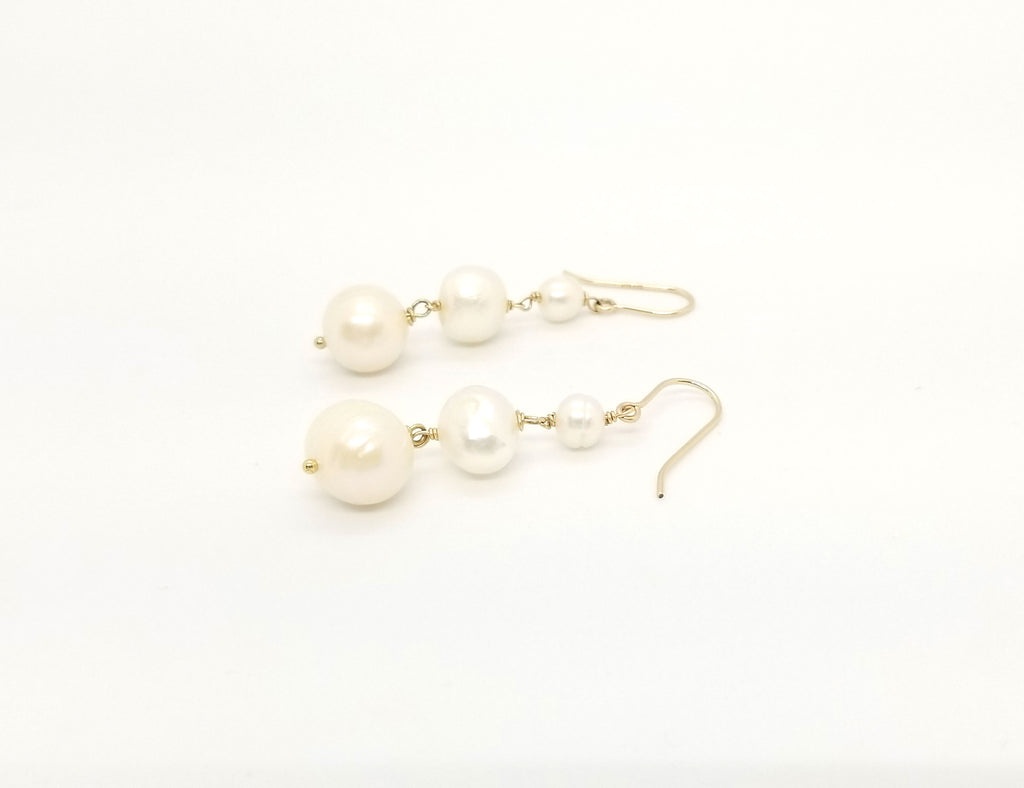 The Kelsey - Gold Freshwater Pearl Earrings