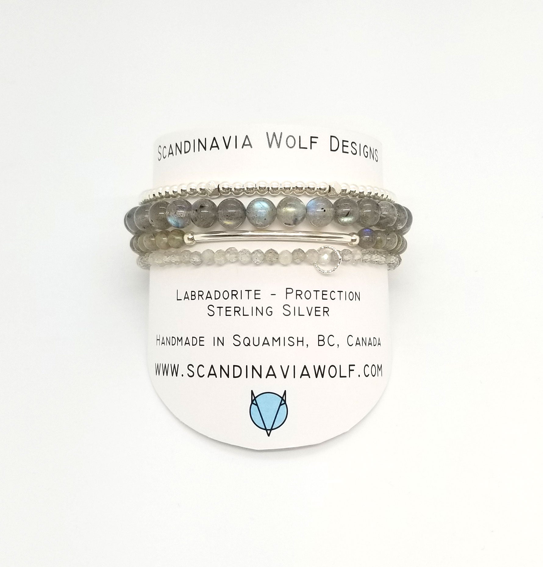 Labradorite Silver Bracelet 4 Stack