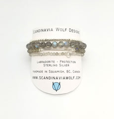 Labradorite Silver Bracelet 4 Stack