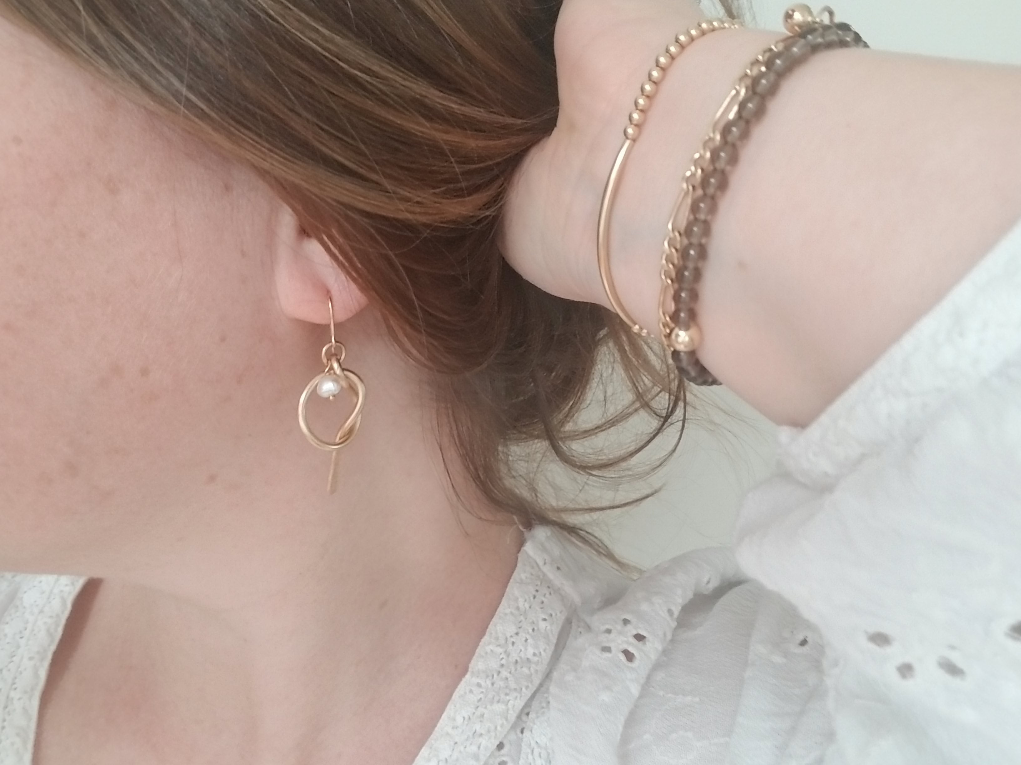 The Angela - Freshwater Pearl Gold Earrings
