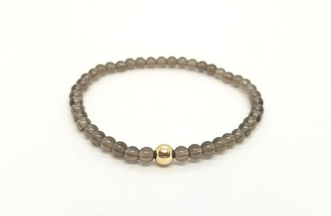 Smoky Quartz Gold Bead Bracelet