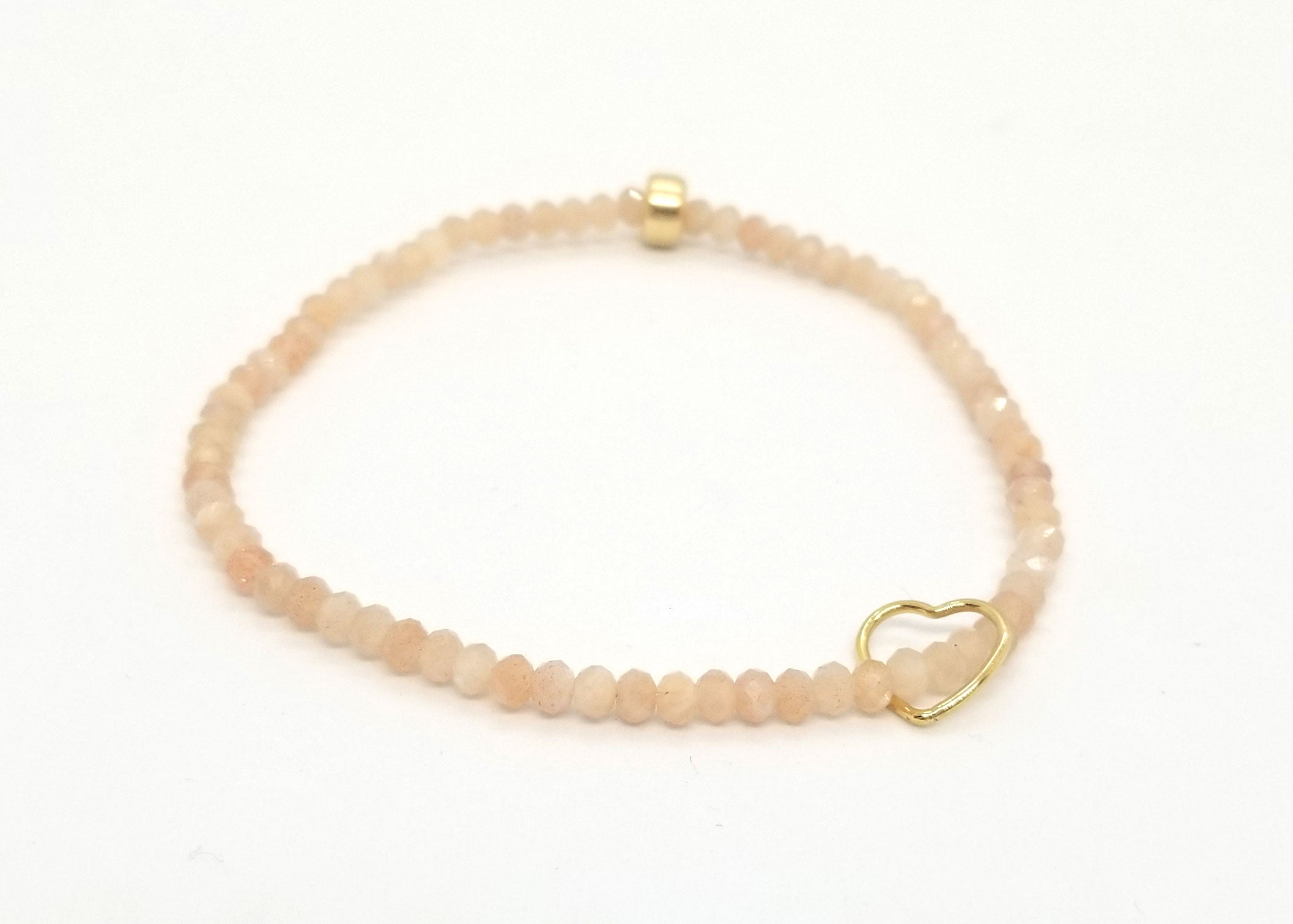 Peach Moonstone Gold Heart Bracelet