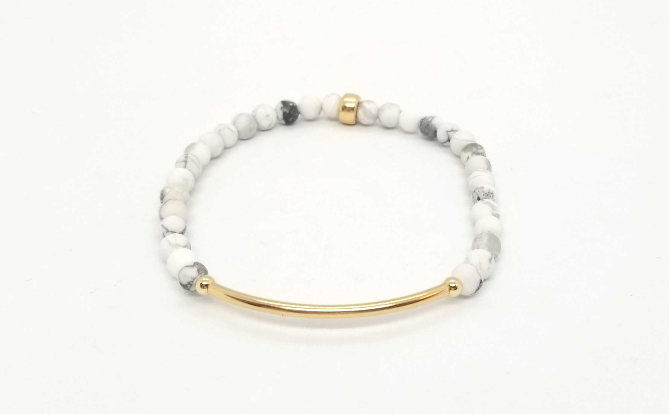 Howlite Gold Bar Bracelet