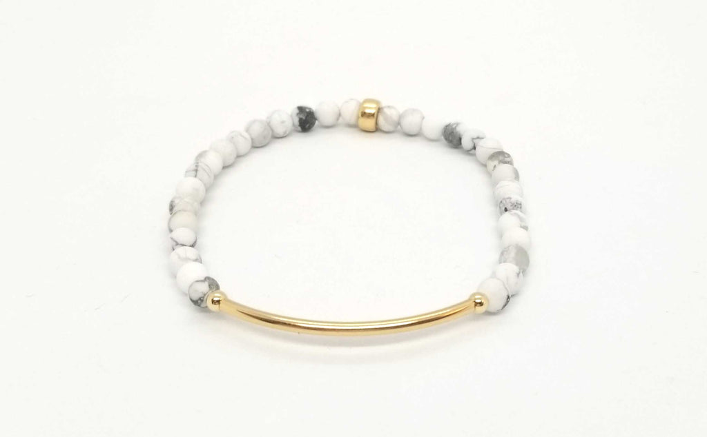 Howlite Gold Bar Bracelet