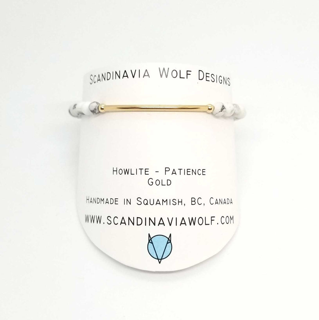 Howlite Gold Bar Bracelet