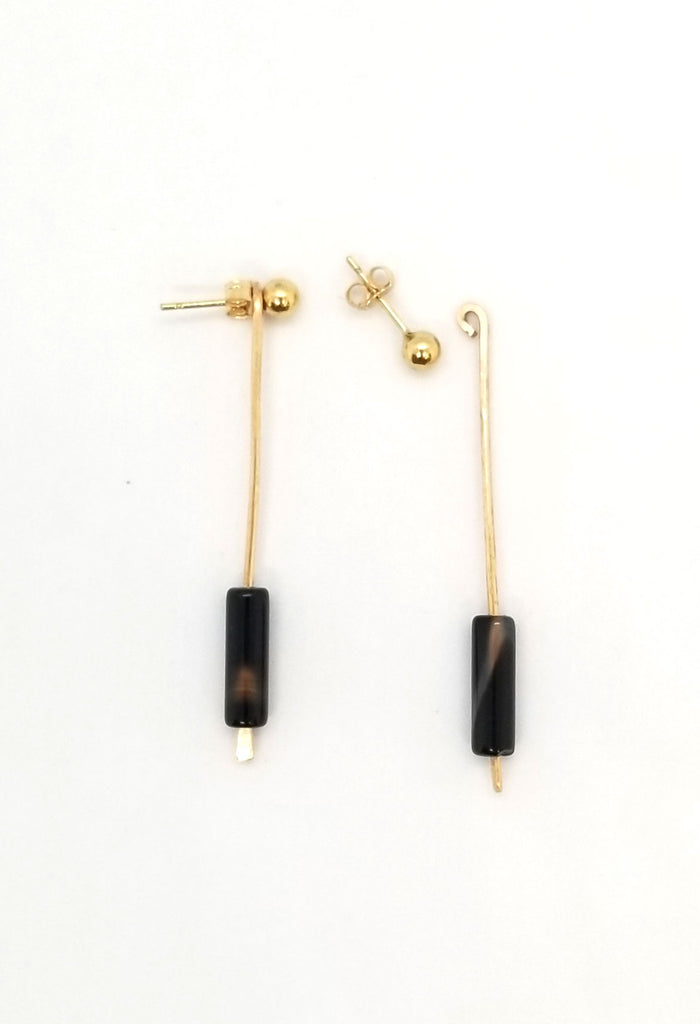 The Onyx - Gold, Bronze and Onyx Earrings