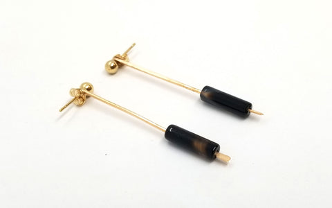 The Onyx - Gold, Bronze and Onyx Earrings