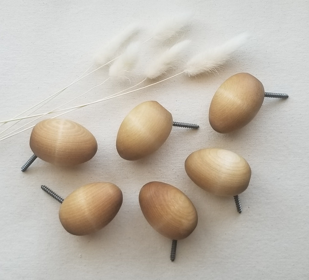 Maple Wood "Egg" Wall Hooks (3 Pack)