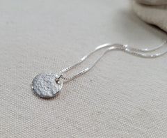 The Shimmer - Silver Hammered Medallion Charm Necklace