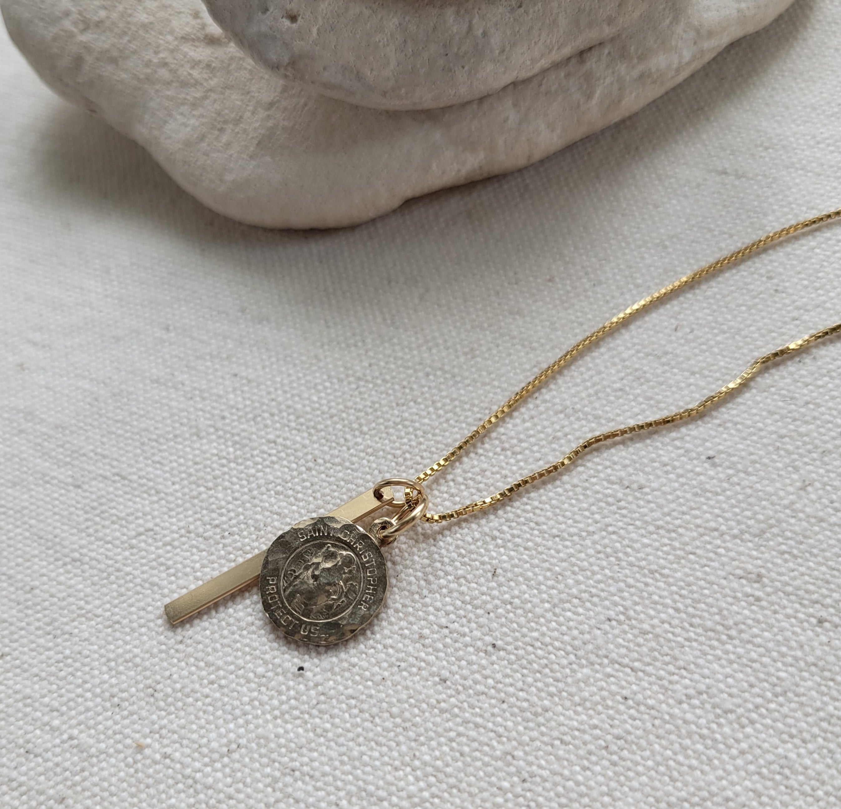 Hammered gold bar necklace on sale