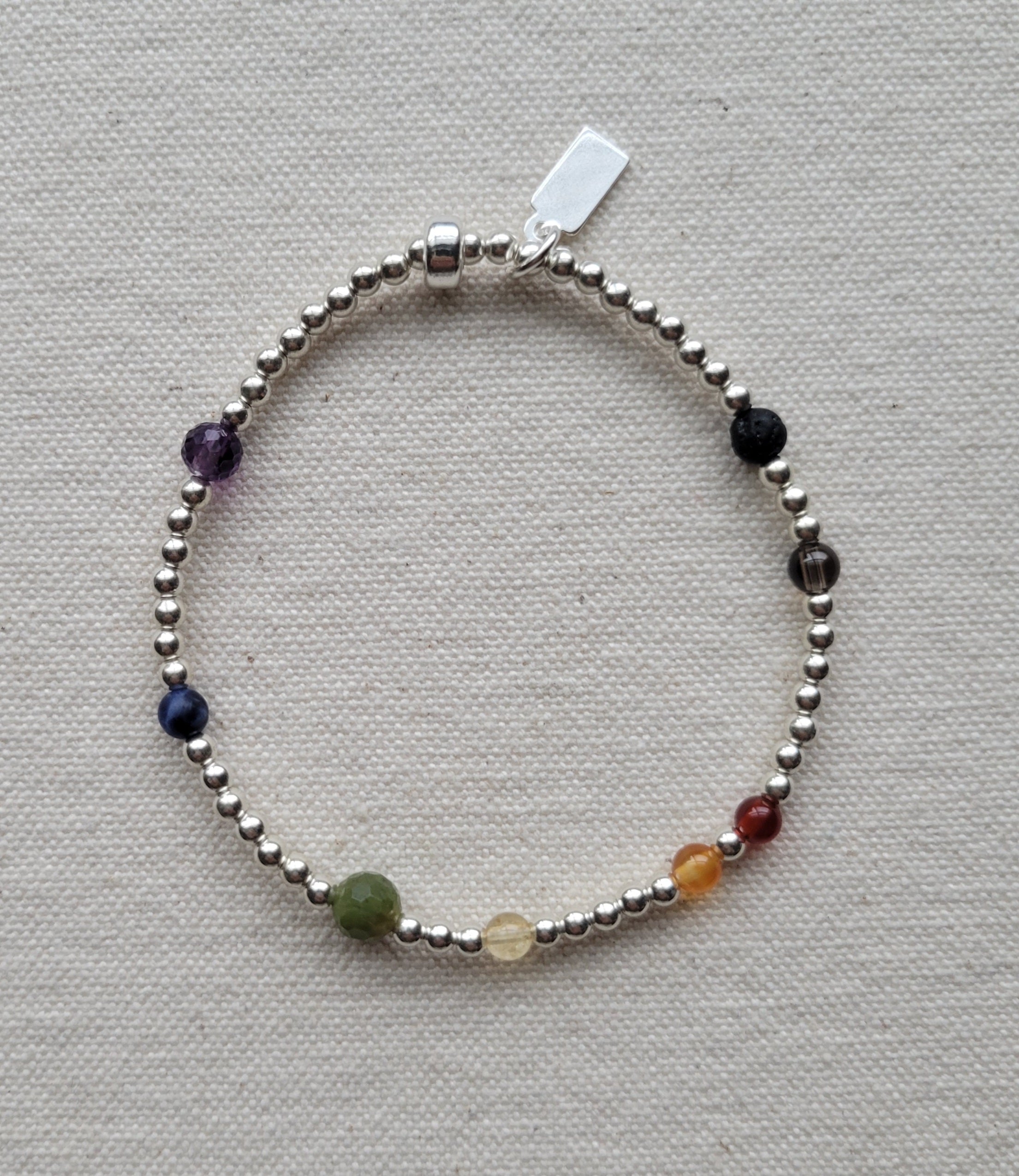 The Philadelphia Pride Flag  - Multi Gemstone Silver Bracelet