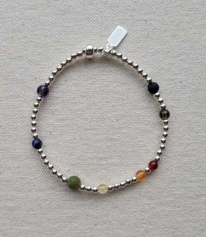 The Philadelphia Pride Flag  - Multi Gemstone Silver Bracelet