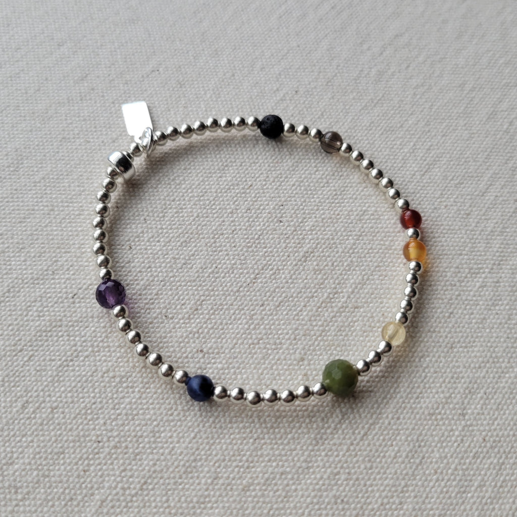 The Philadelphia Pride Flag  - Multi Gemstone Silver Bracelet