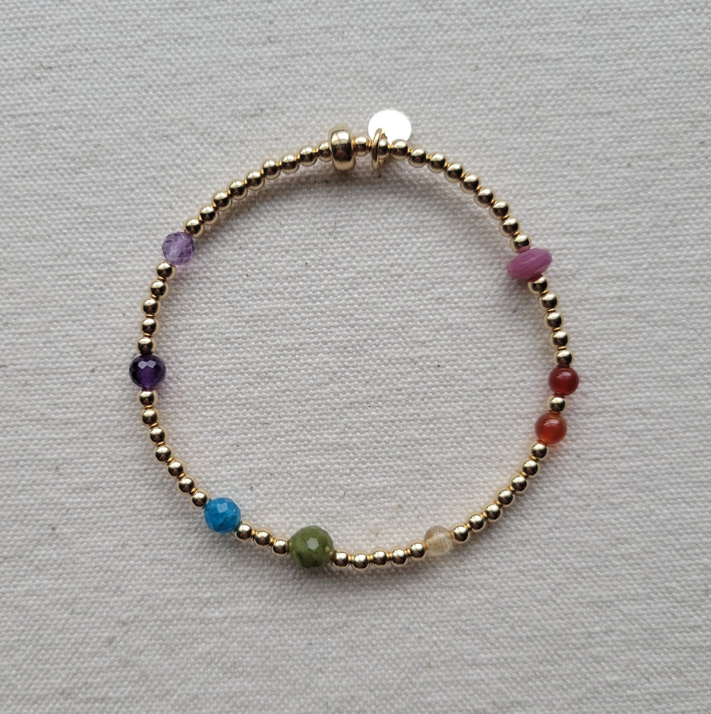 The Gilbert Pride Flag - Multi Gemstone Gold Bracelet