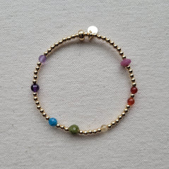 The Gilbert Pride Flag - Multi Gemstone Gold Bracelet