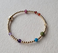 The Gilbert Pride Flag - Multi Gemstone Gold Bracelet