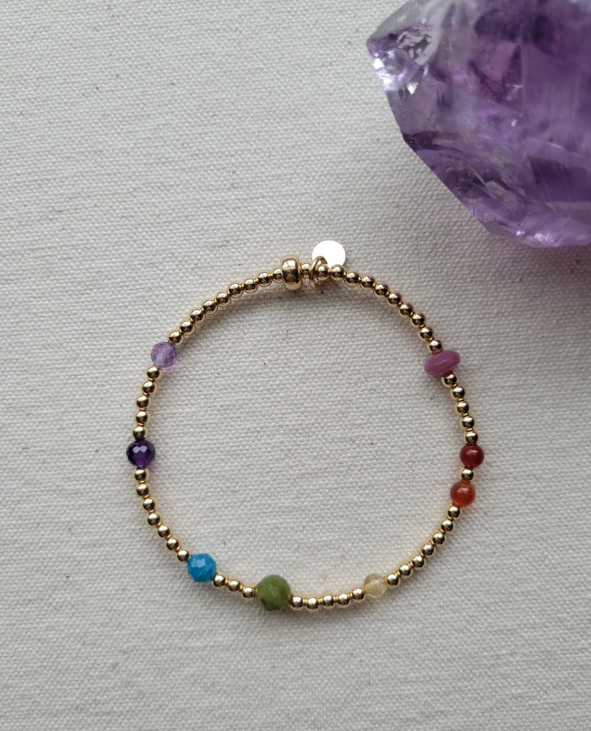 The Gilbert Pride Flag - Multi Gemstone Gold Bracelet