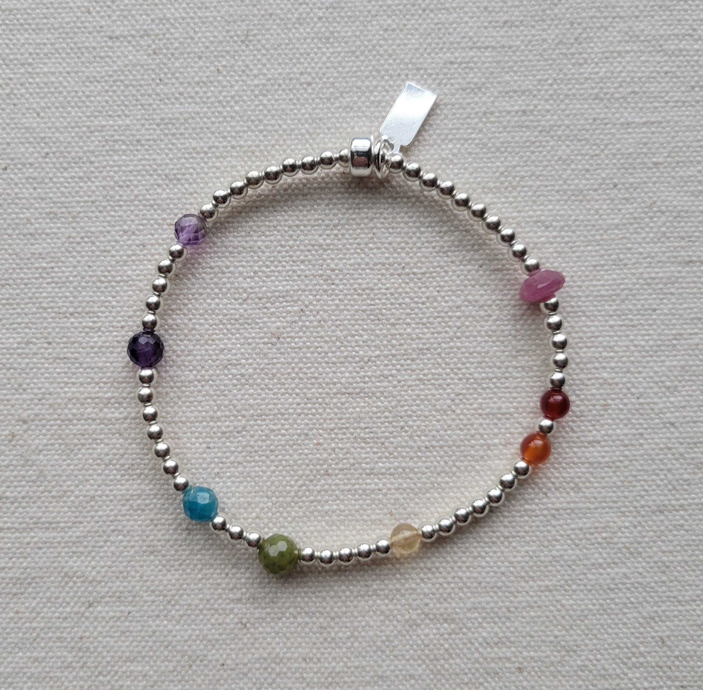 The Gilbert Pride Flag - Multi Gemstone Silver Bracelet