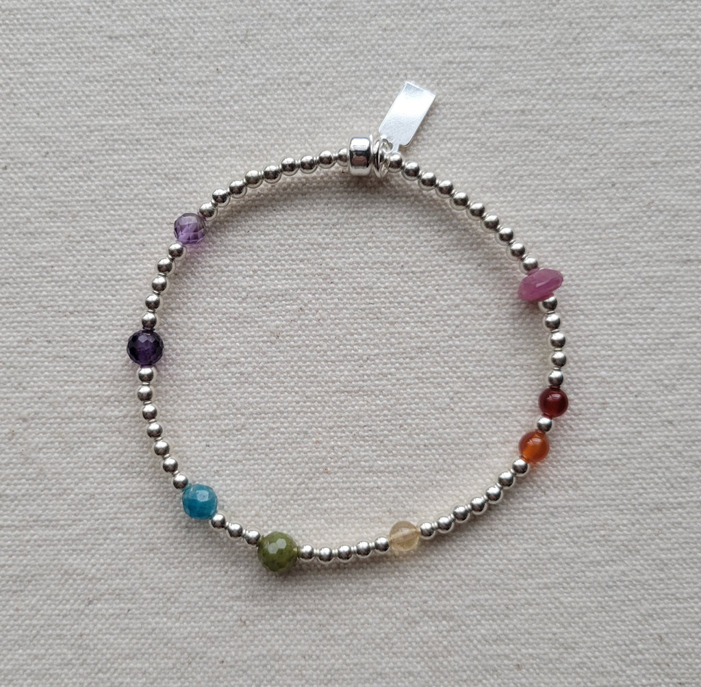 The Gilbert Pride Flag - Multi Gemstone Silver Bracelet