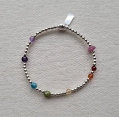 The Gilbert Pride Flag - Multi Gemstone Silver Bracelet