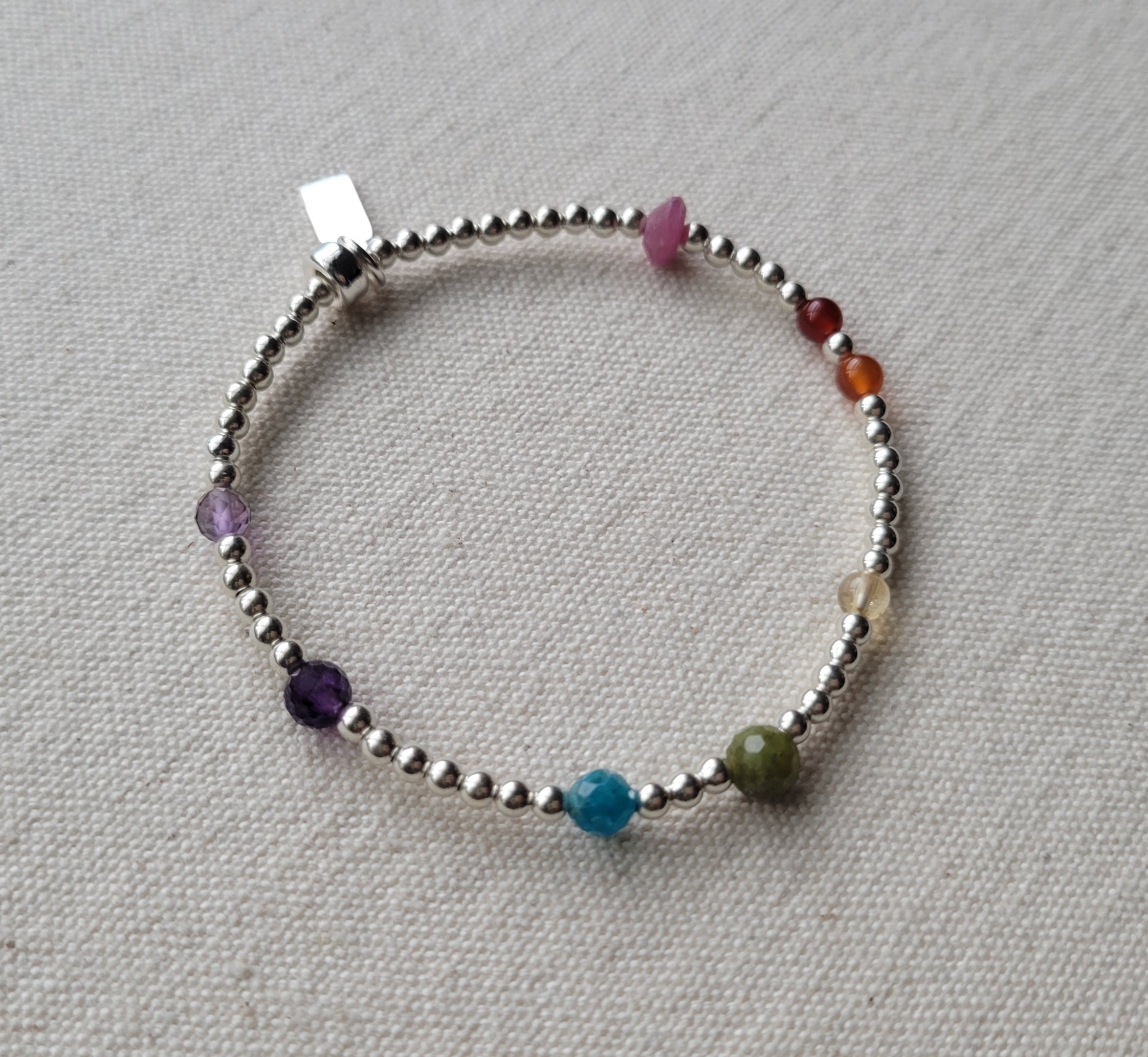 The Gilbert Pride Flag - Multi Gemstone Silver Bracelet