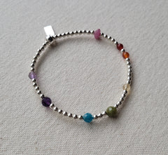 The Gilbert Pride Flag - Multi Gemstone Silver Bracelet
