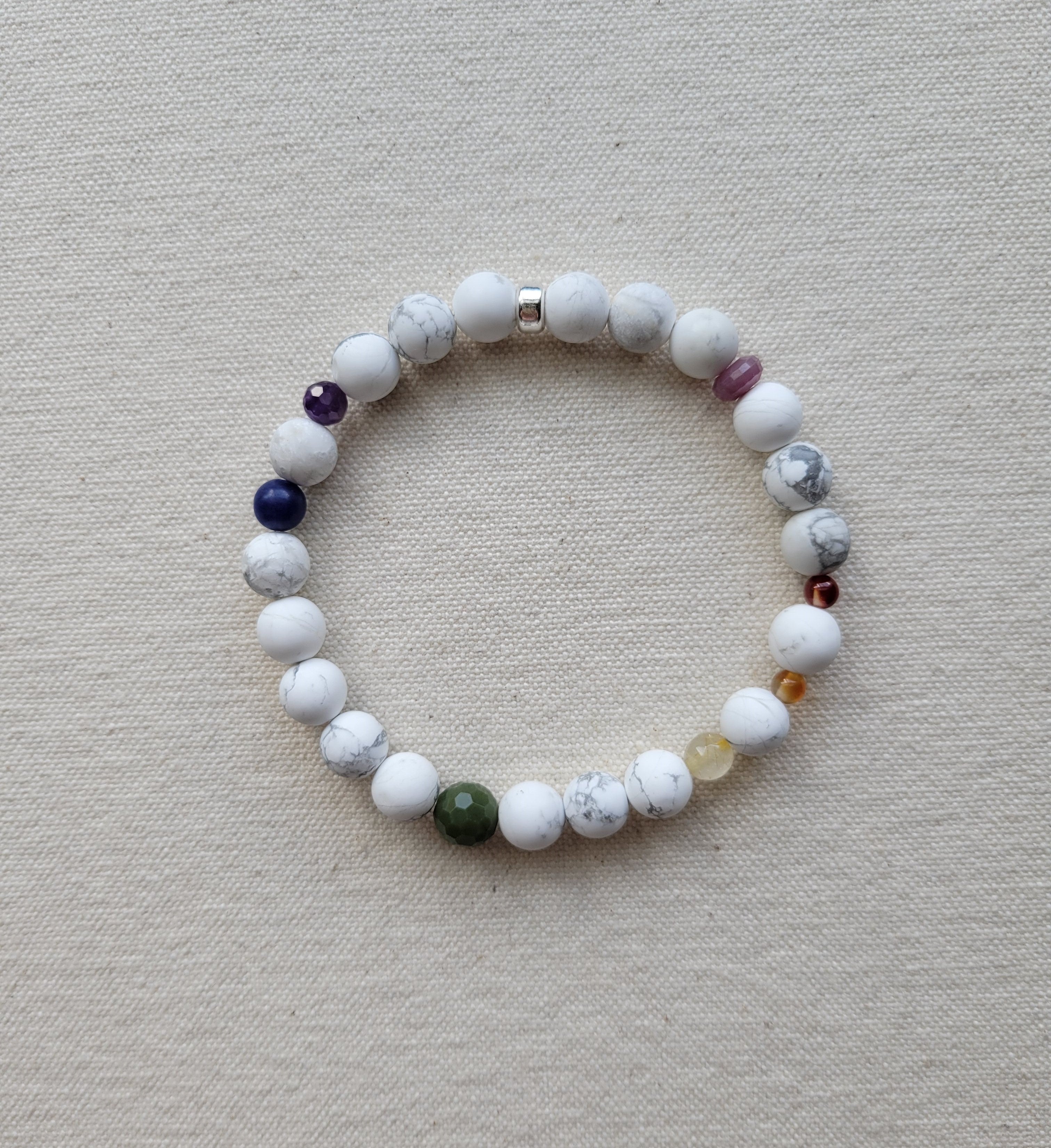 The Gilbert Pride Flag - Multi Gemstone Howlite Silver Bracelet