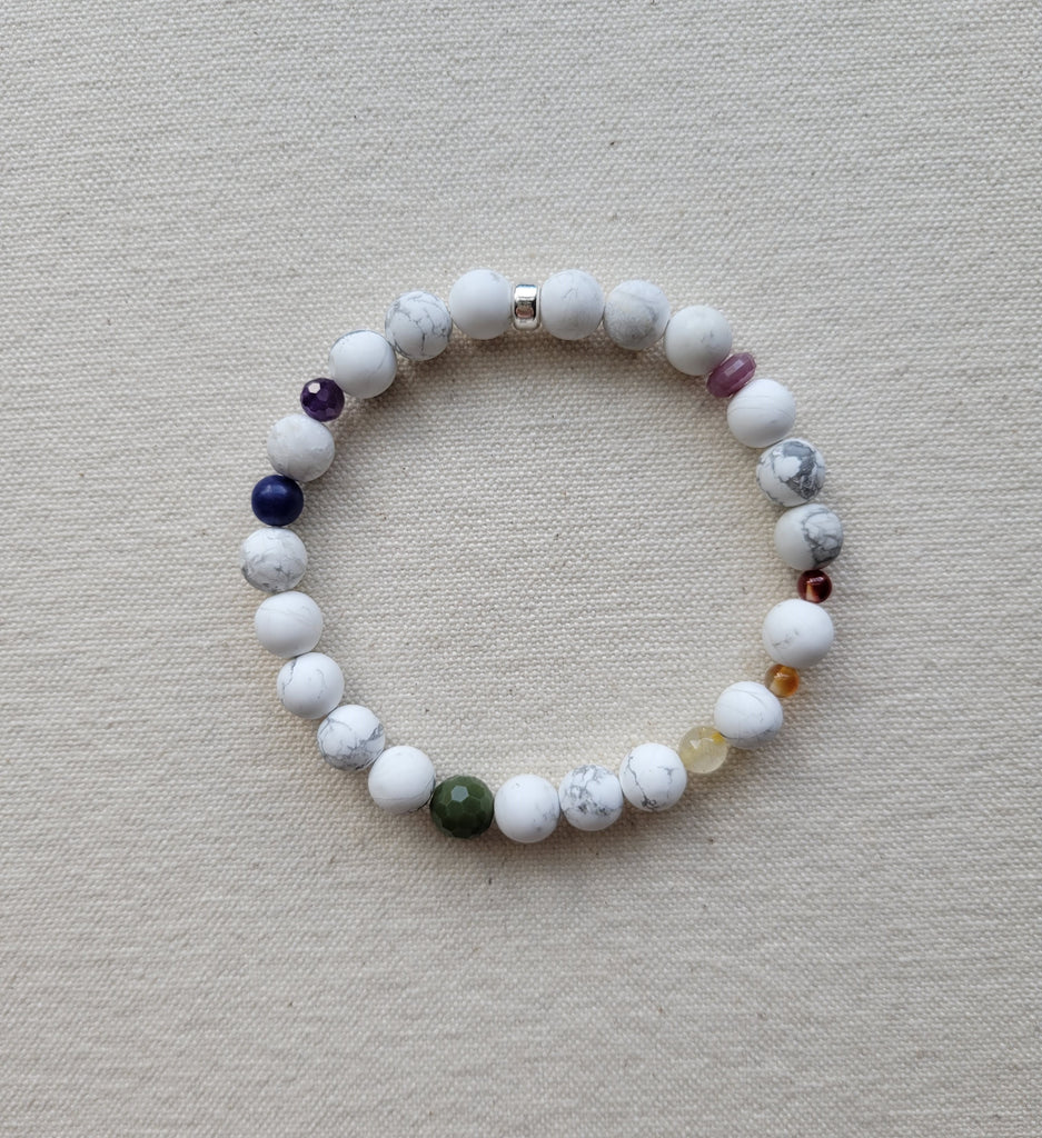 The Gilbert Pride Flag - Multi Gemstone Howlite Silver Bracelet