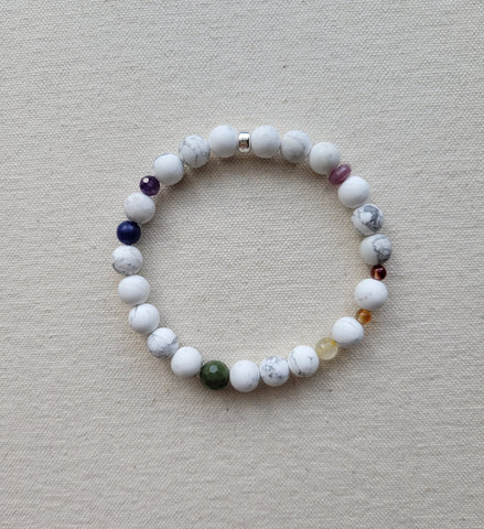 The Gilbert Pride Flag - Multi Gemstone Howlite Silver Bracelet