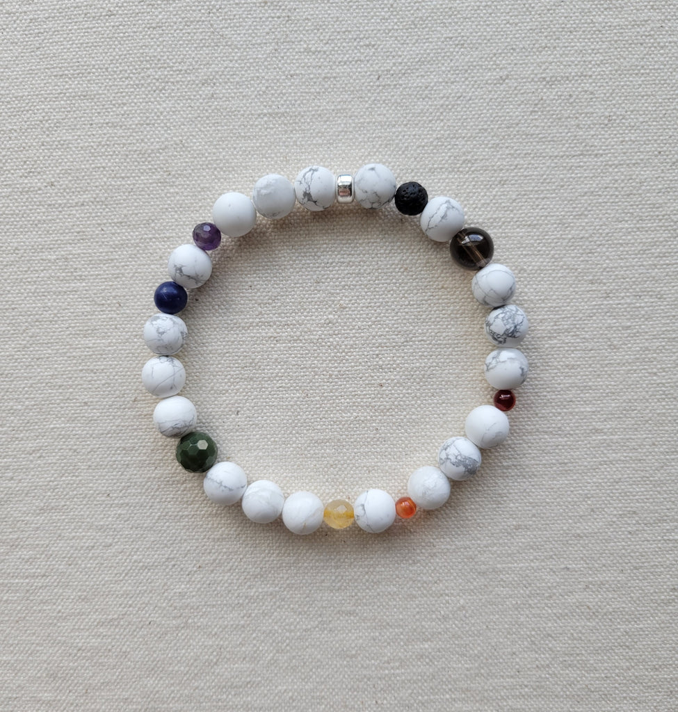 The Philadelphia Pride Flag  - Multi Gemstone Howlite Silver Bracelet