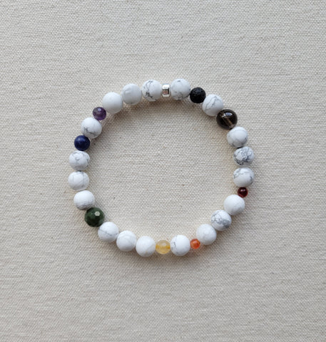 The Philadelphia Pride Flag  - Multi Gemstone Howlite Silver Bracelet