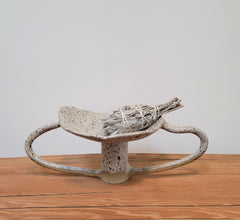 Quail Egg Pedestal Dish - Speckled Brown Cream Ceramic Pottery Sculpture Dish Double Handle- Made to Order