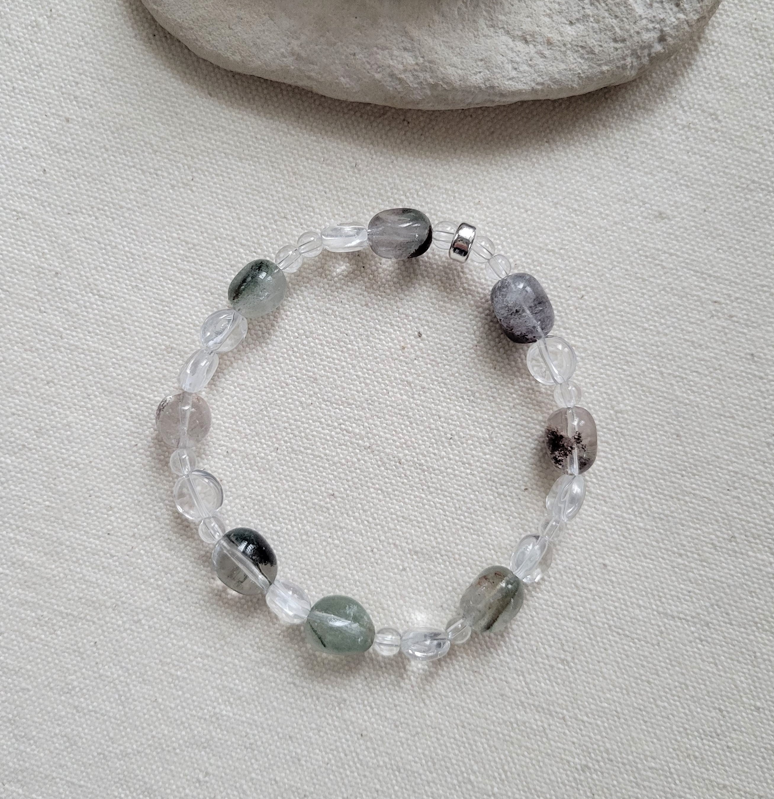 The Light Phantom - Light Green Phantom Quartz Silver Bracelet