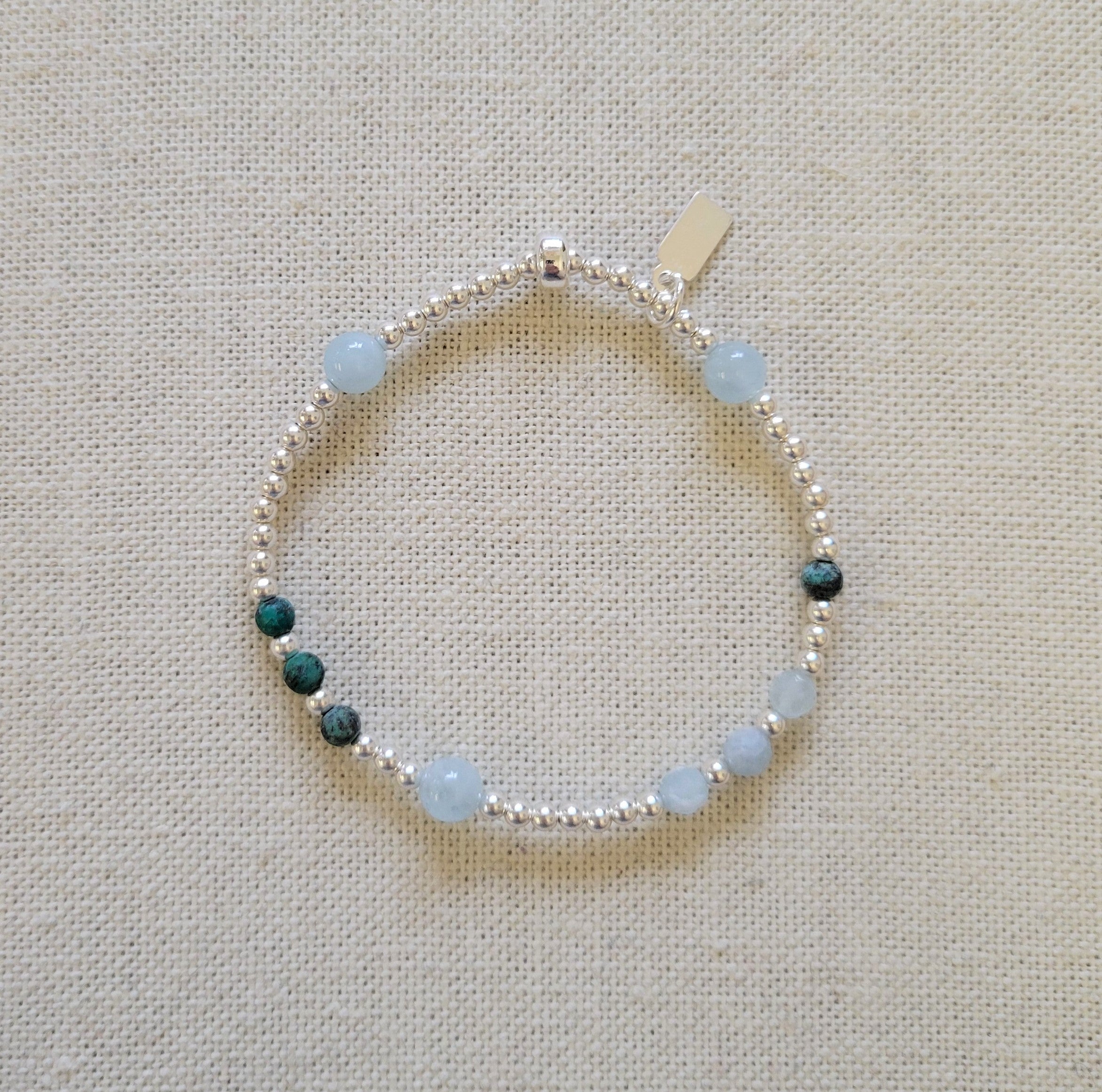 The Baby Blue - Aquamarine, Turquoise Silver Multi Gem Bracelet