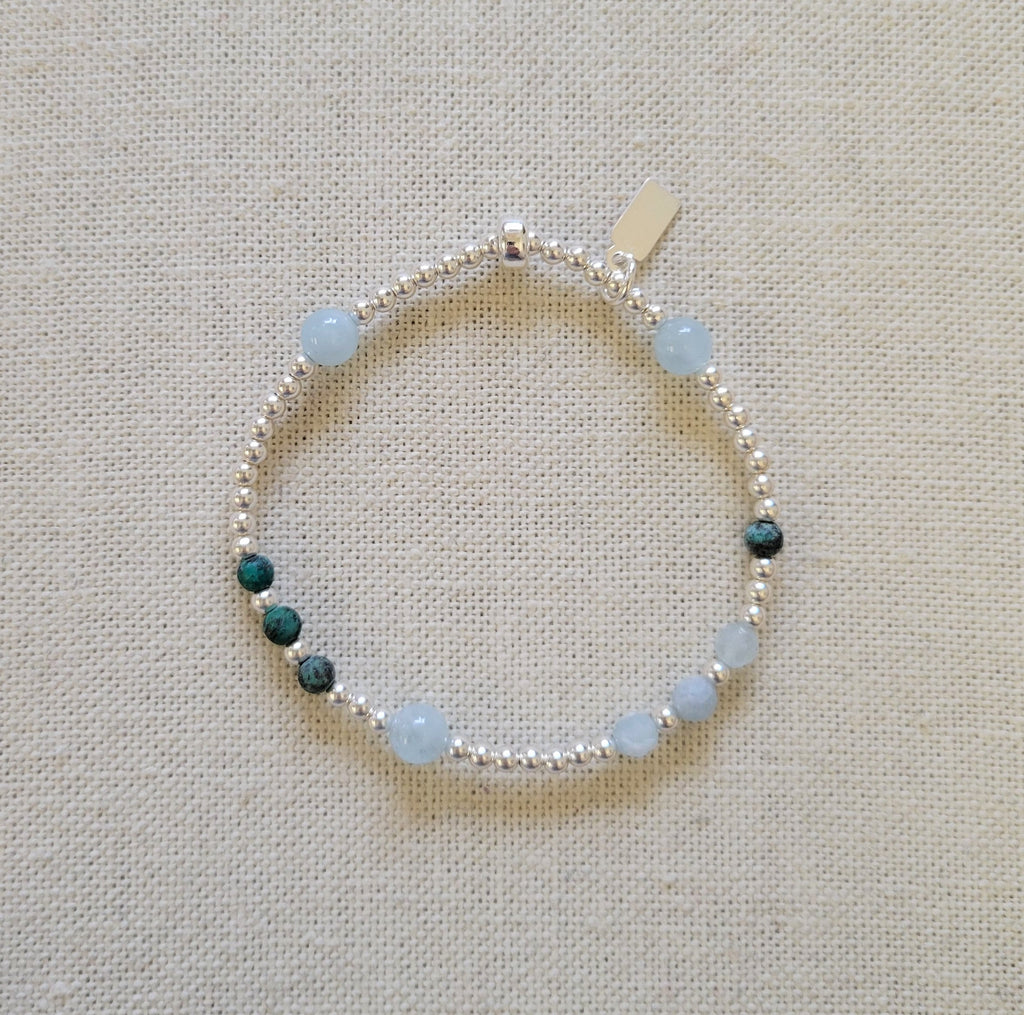 The Baby Blue - Aquamarine, Turquoise Silver Multi Gem Bracelet